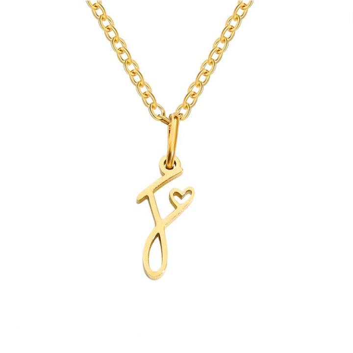 Gold Letter Heart Necklace