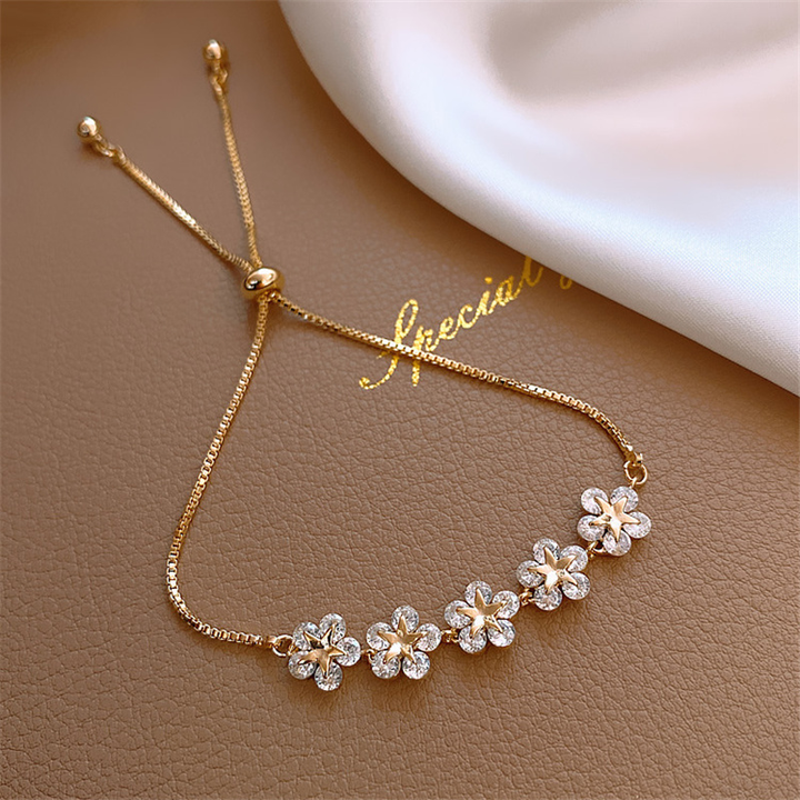 Flower crystal Gold Bracelet