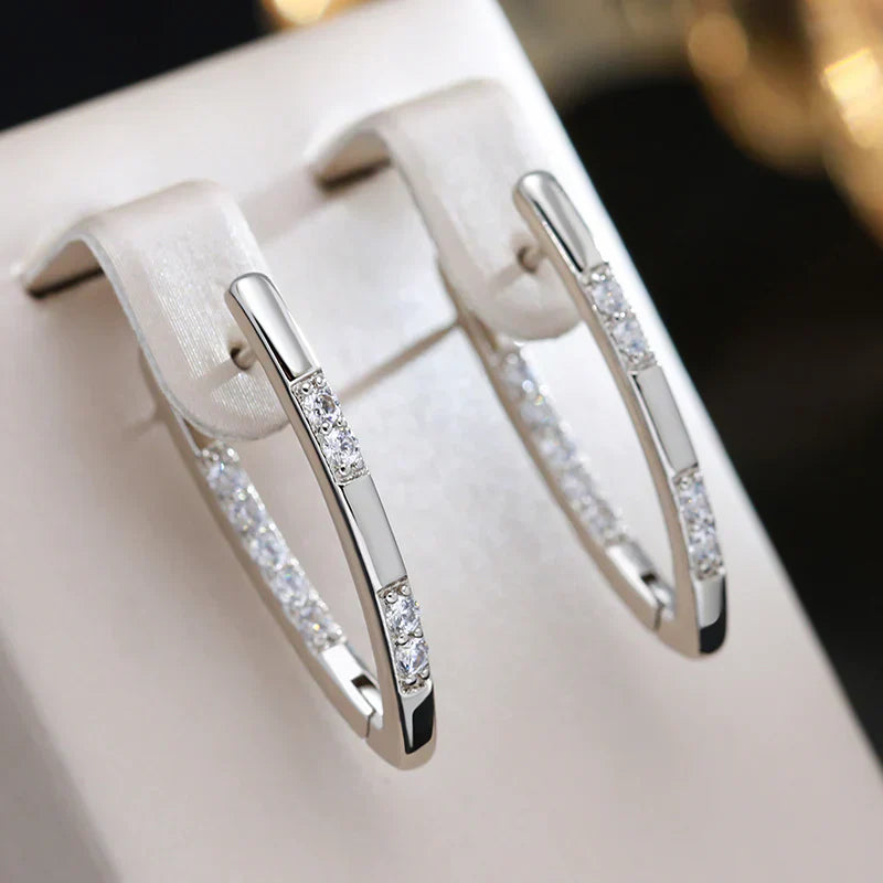Elegant Hoop Zirconia Earrings