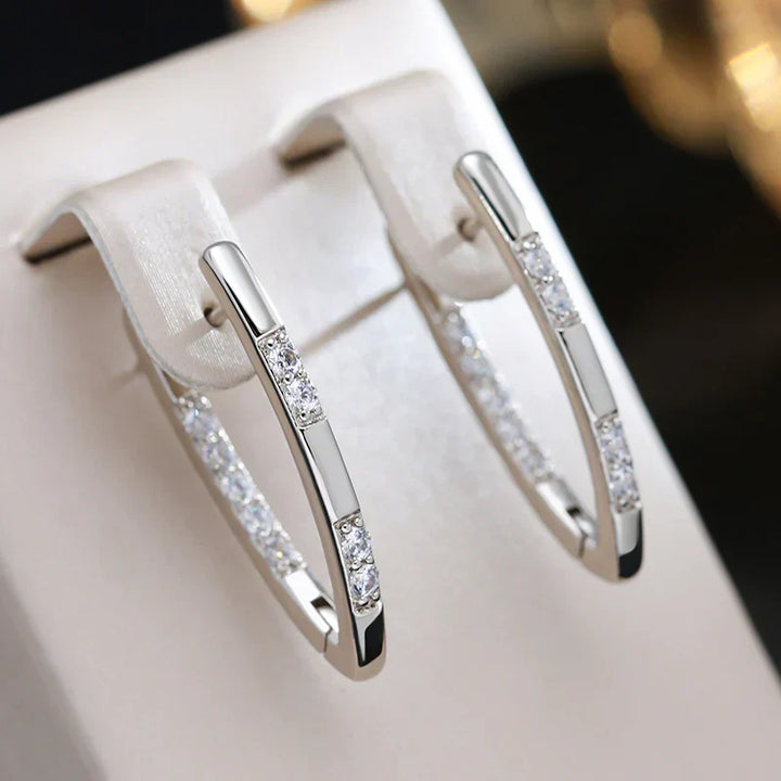 Elegant Hoop Zirconia Earrings