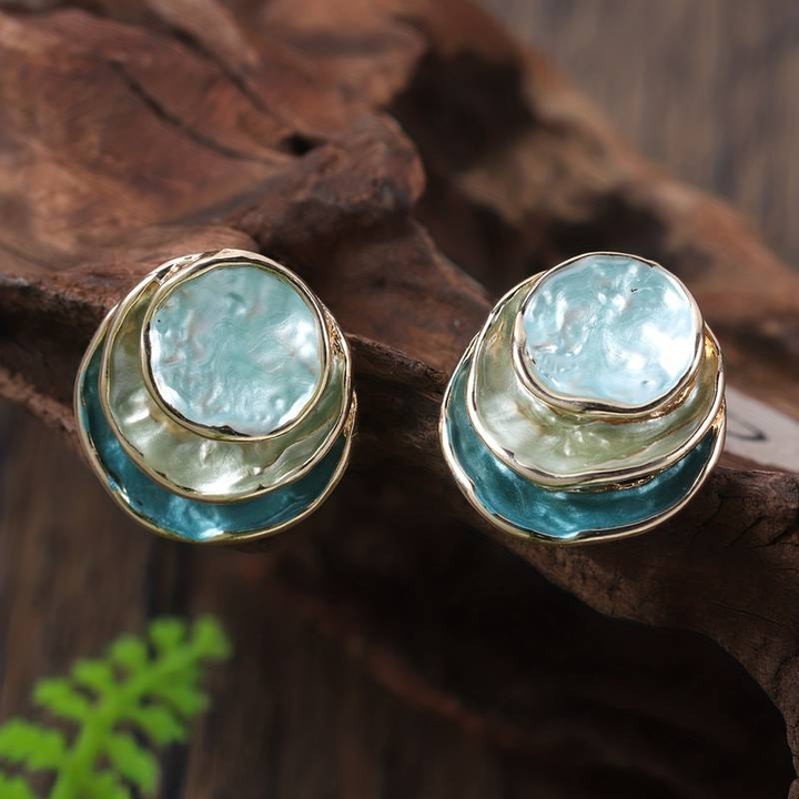 Ocean Handmade Three Layered Earrings