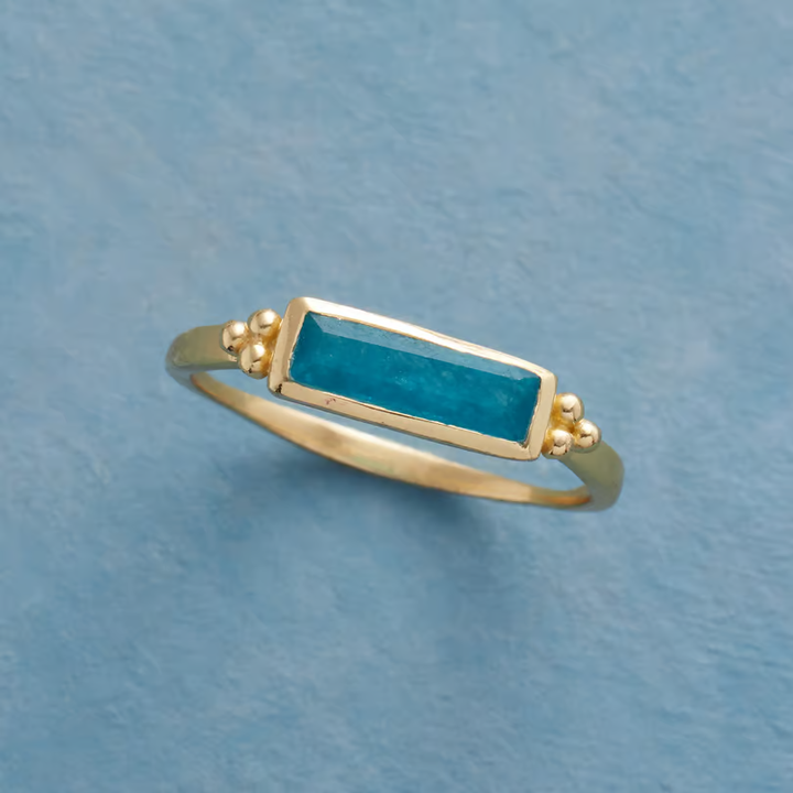 Vintage Blue Glass Gold Ring
