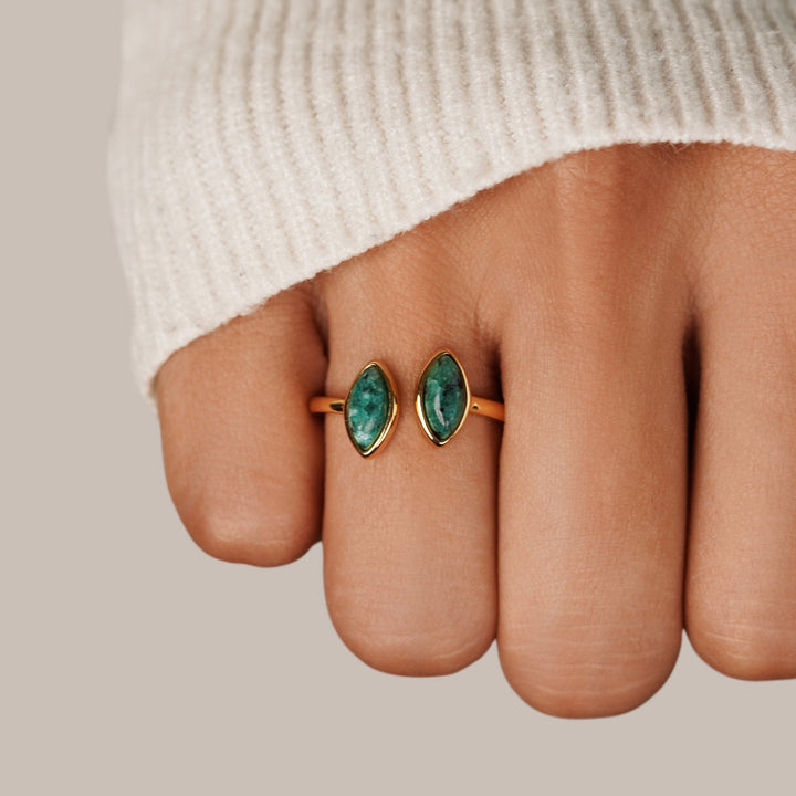 Luxe Double Green Wrap Ring