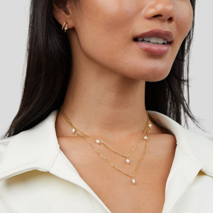 Pearl Details Drop Layered Necklace