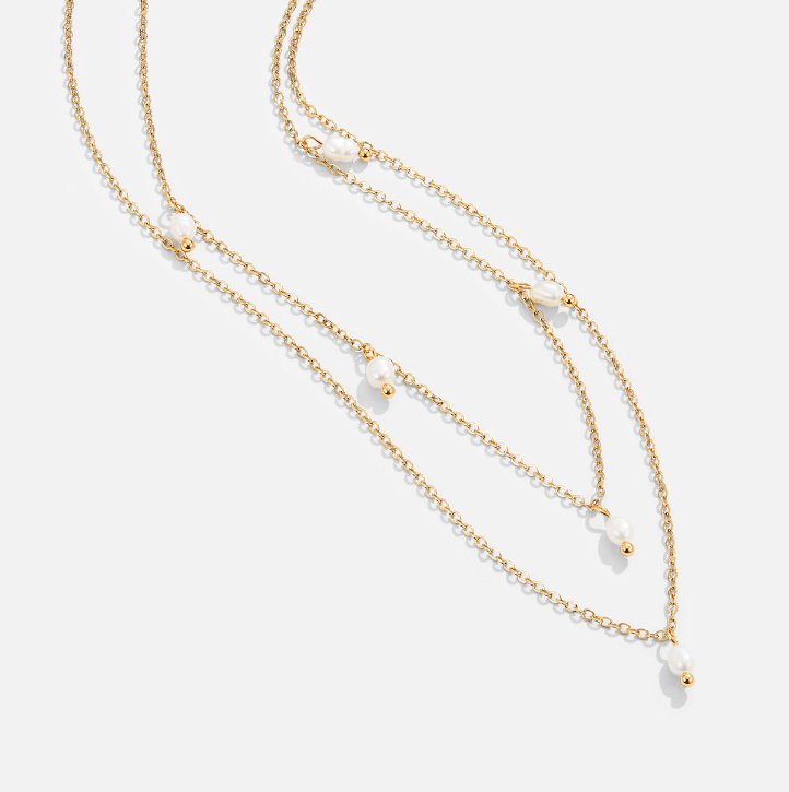 Pearl Details Drop Layered Necklace