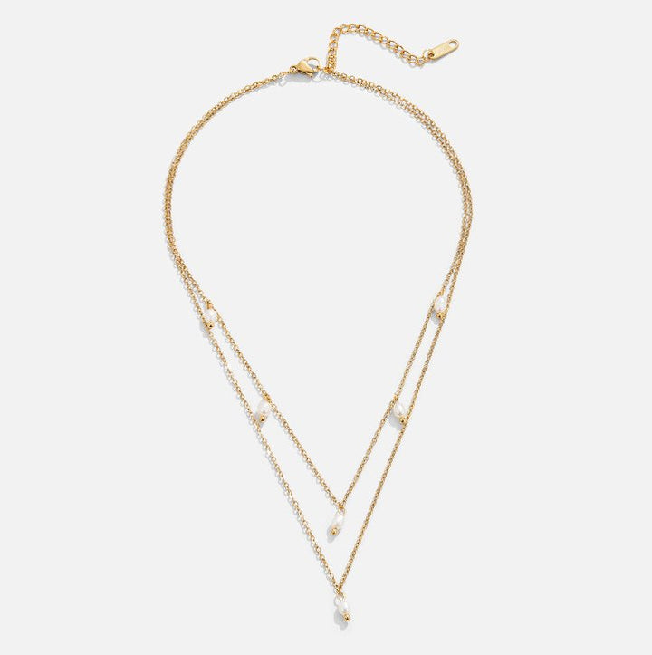 Pearl Details Drop Layered Necklace