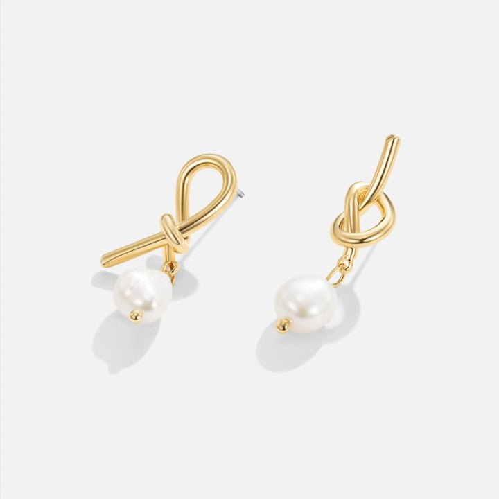 Knotted Gold with Pearl detail Earrings
