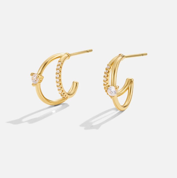 Crystal Moon Gold Earrings