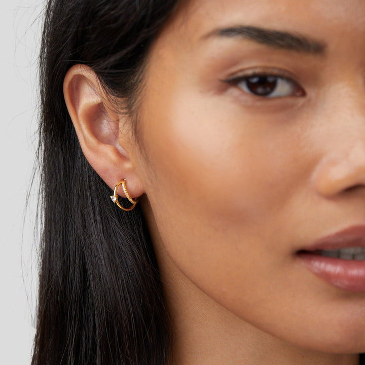 Diamond touch gold earrings