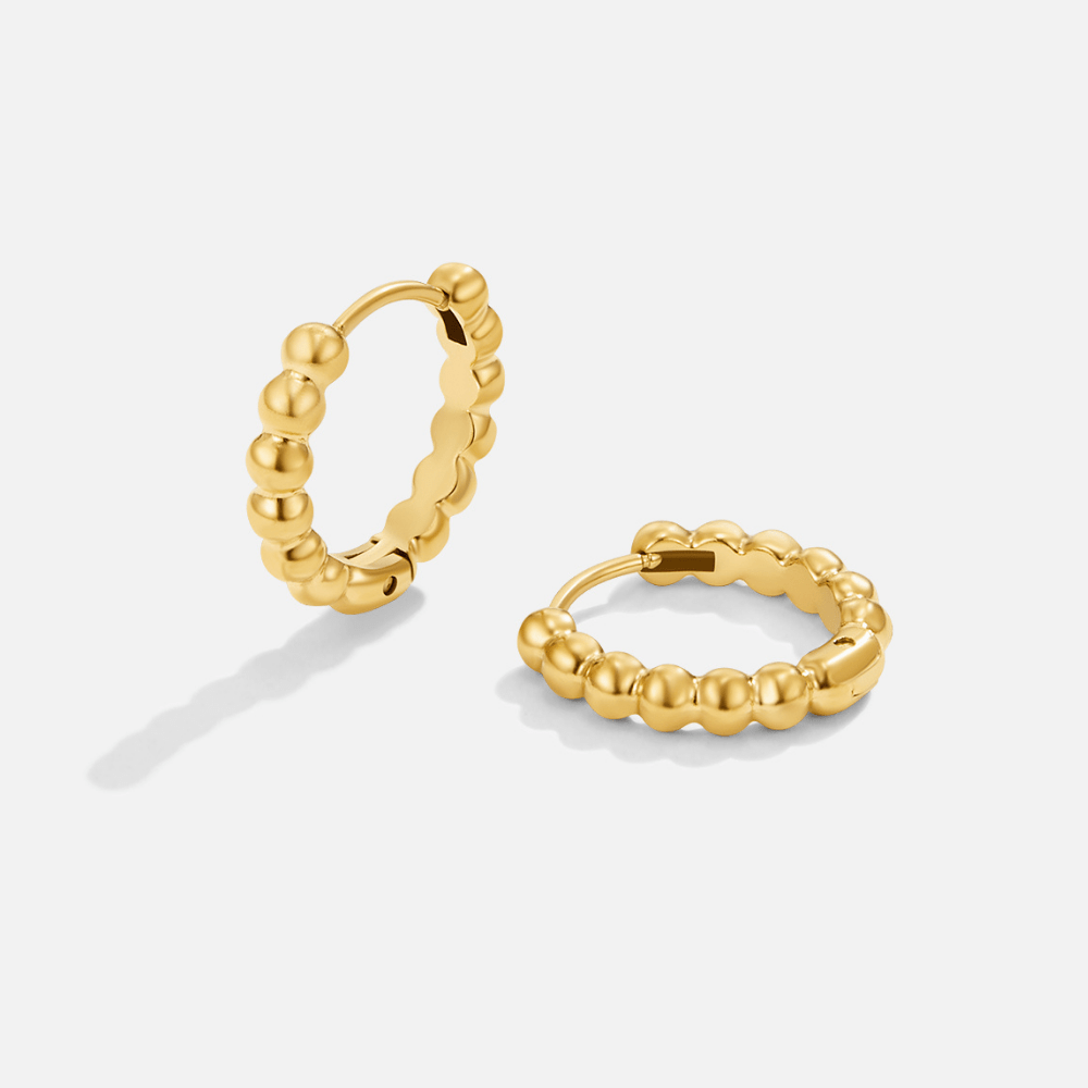Leah Gold Bead Hoop Earrings