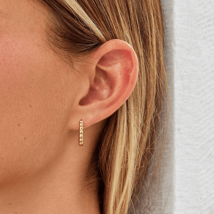 Leah Gold Bead Hoop Earrings