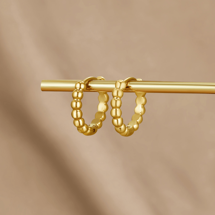 Leah Gold Bead Hoop Earrings