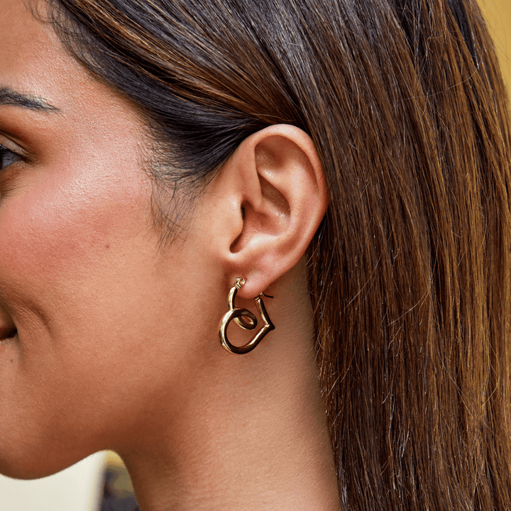 Twisted Heart Hoop Earrings