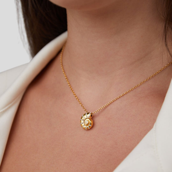 Crystal Seashell Pendant Necklace