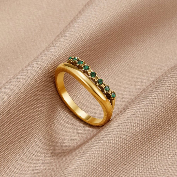 Full Stones Emerald Green Layered Ring