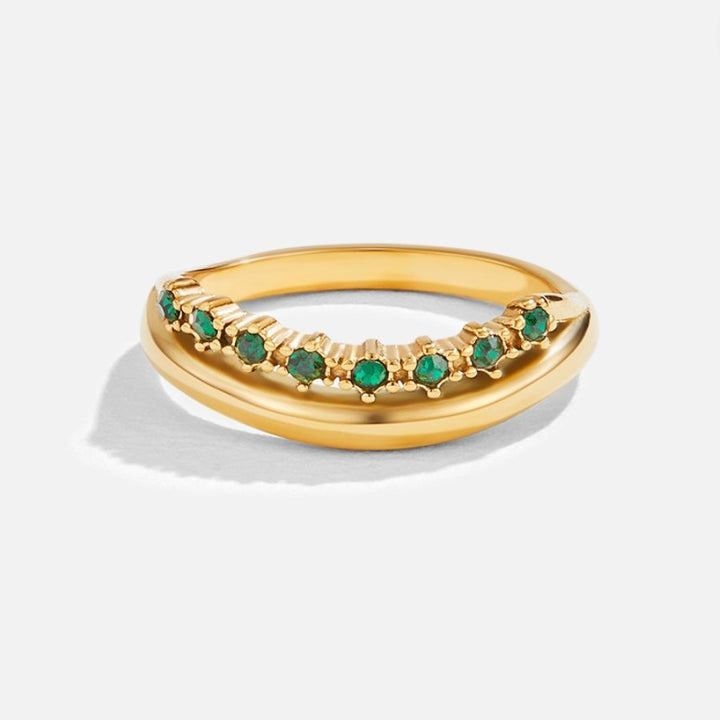 Full Stones Emerald Green Layered Ring