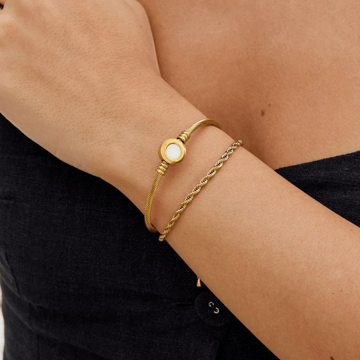 Gold Rotatable with black Touch Bangle