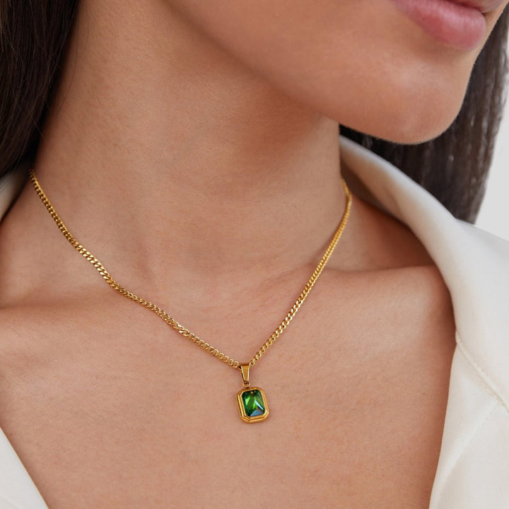 Monet Green Crystal Pendant Necklace