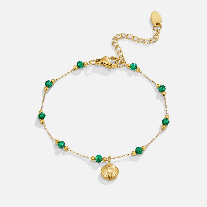 Nerissa Gold Shell & Green Bead Bracelet