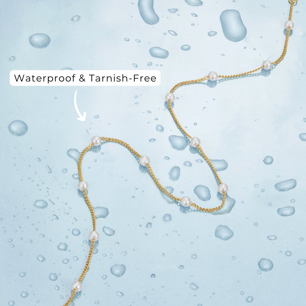 Pure Gold Pearl Details Necklace