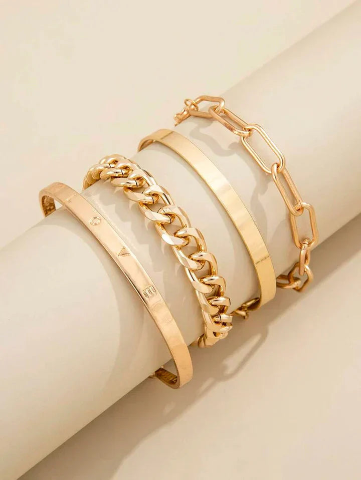 Stylish Gold Bracelet Set
