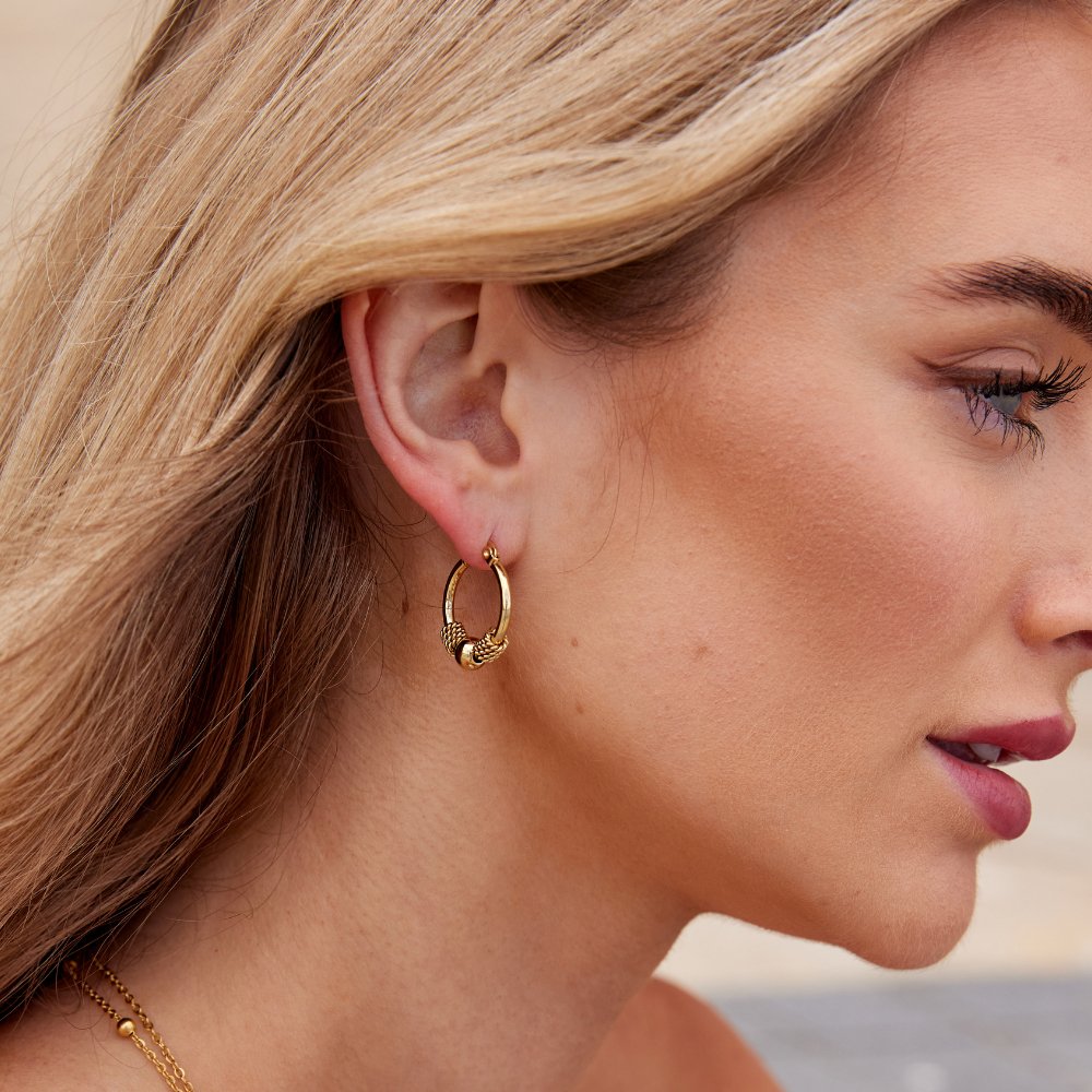 Detailed Gold Hoop Earrings