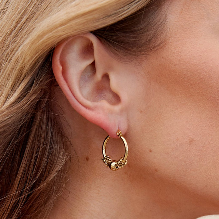 Detailed Gold Hoop Earrings