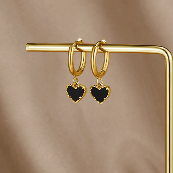 Black Hearts Hoop Earrings