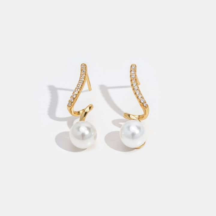 Crystal Pearl Wave Earrings