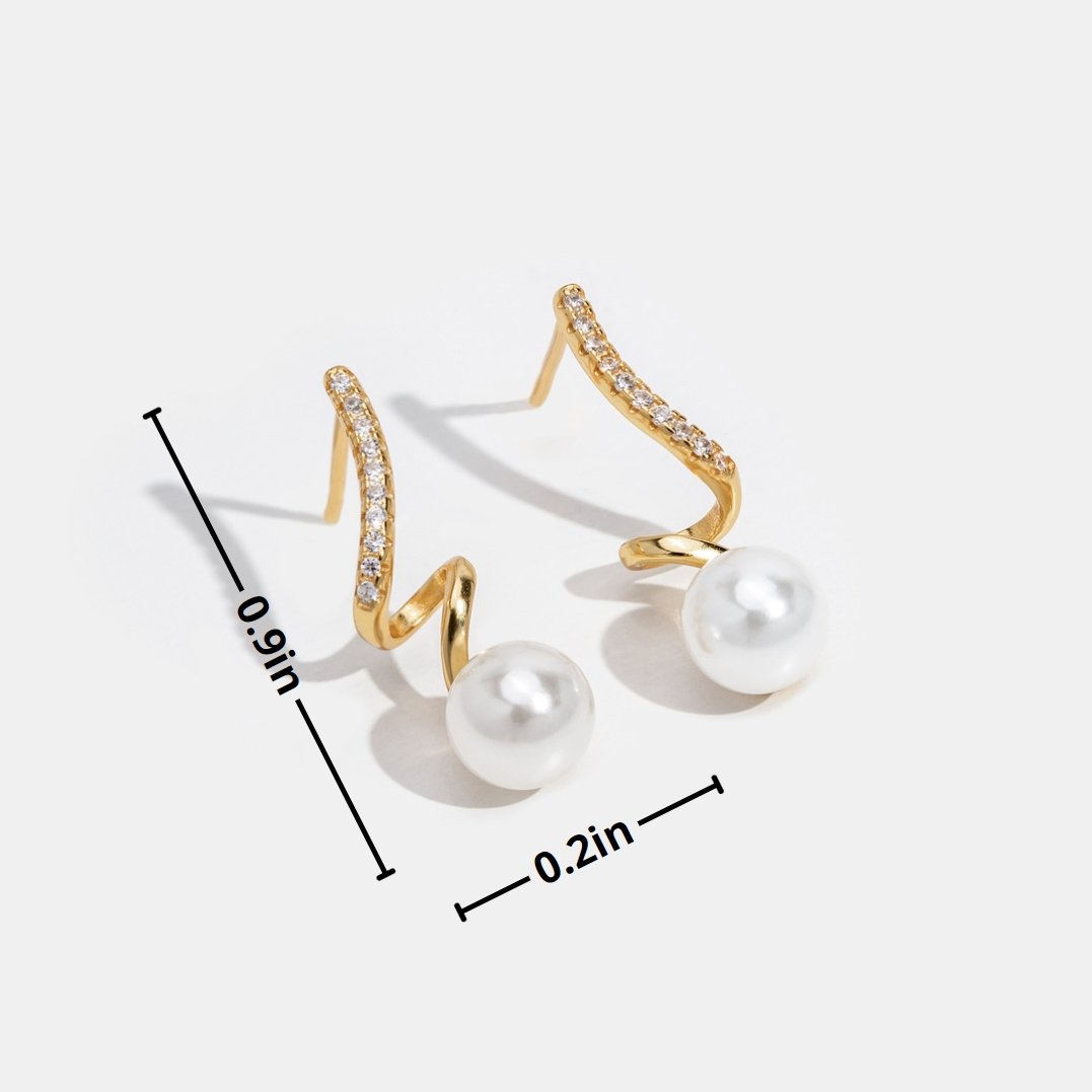 Crystal Pearl Wave Earrings