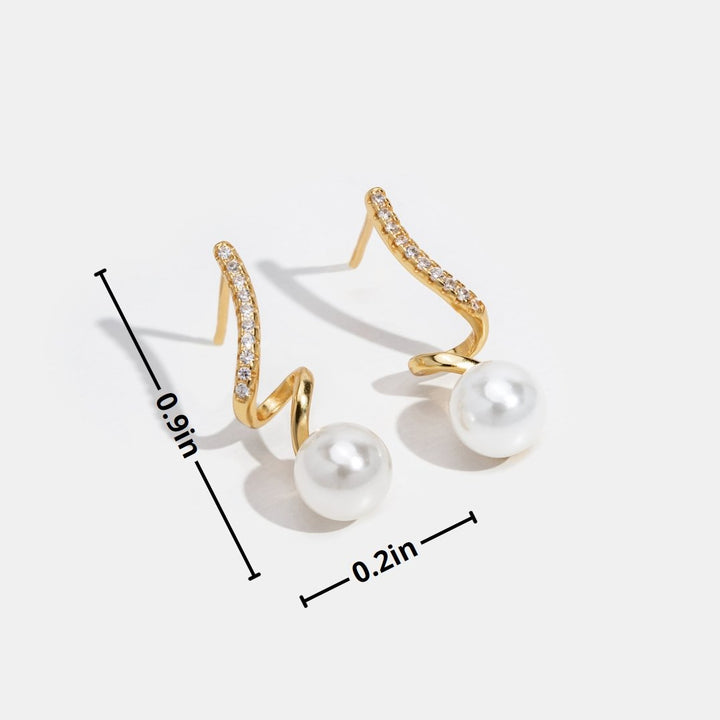 Crystal Pearl Wave Earrings