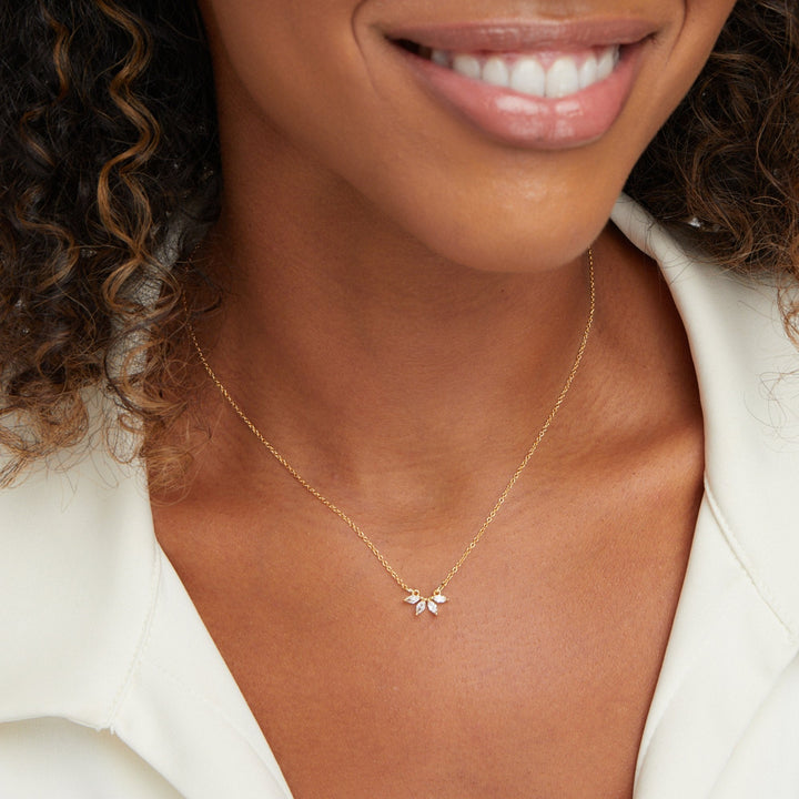 Flower Crystal Leaf Necklace