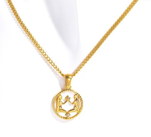 White Shell Zodiac Coin Necklace