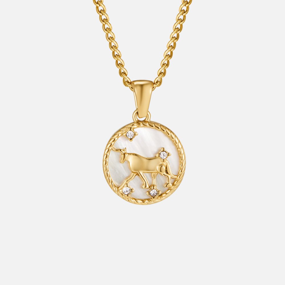 White Shell Zodiac Coin Necklace