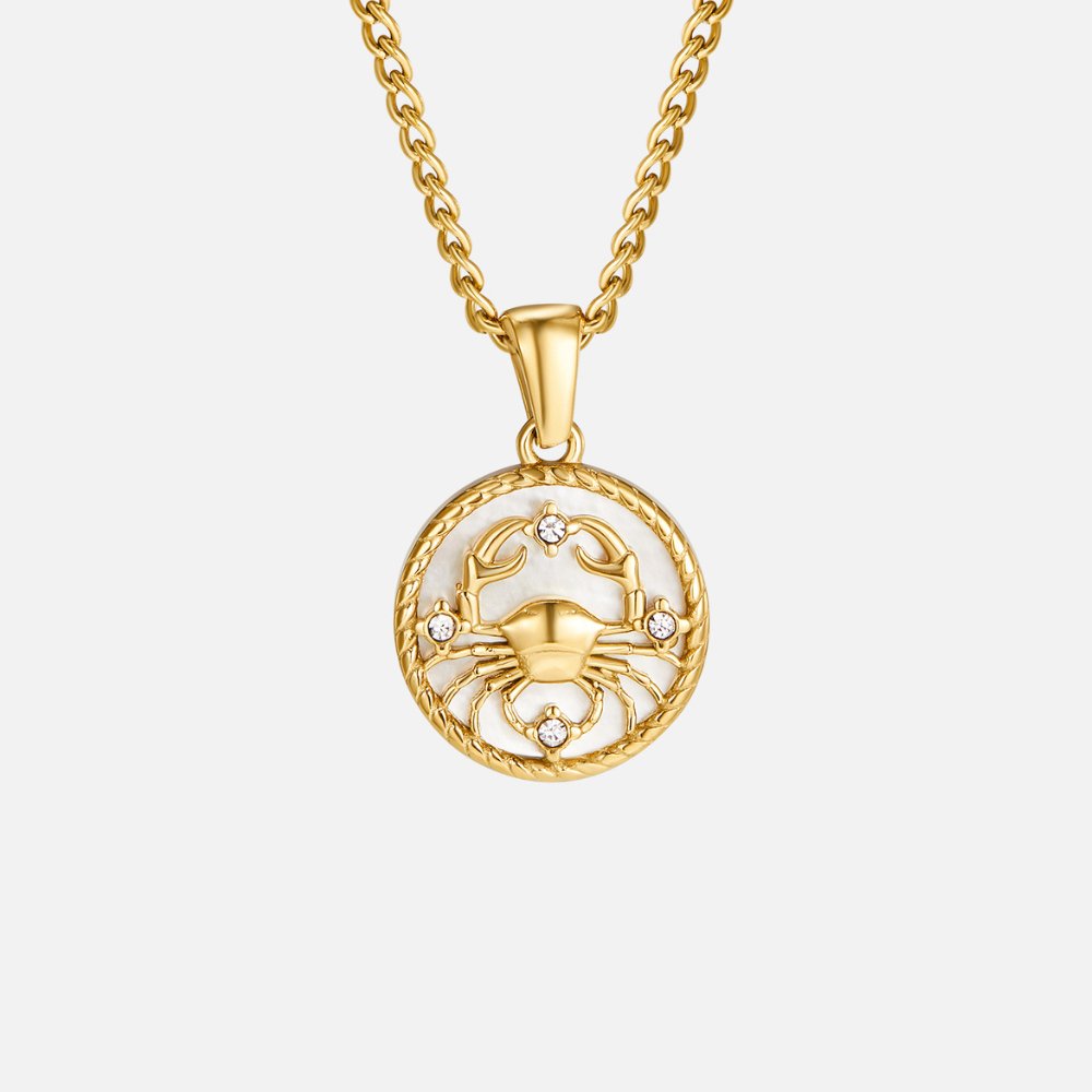 White Shell Zodiac Coin Necklace