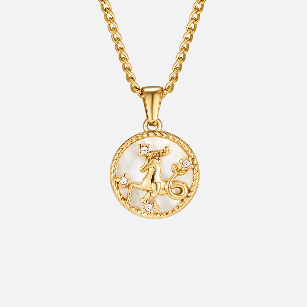White Shell Zodiac Coin Necklace