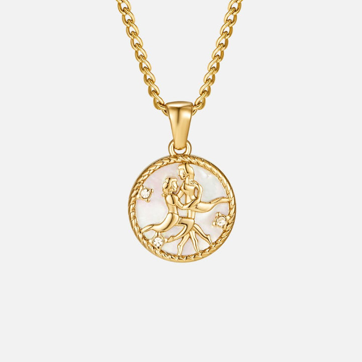 White Shell Zodiac Coin Necklace