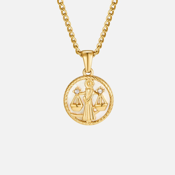 White Shell Zodiac Coin Necklace